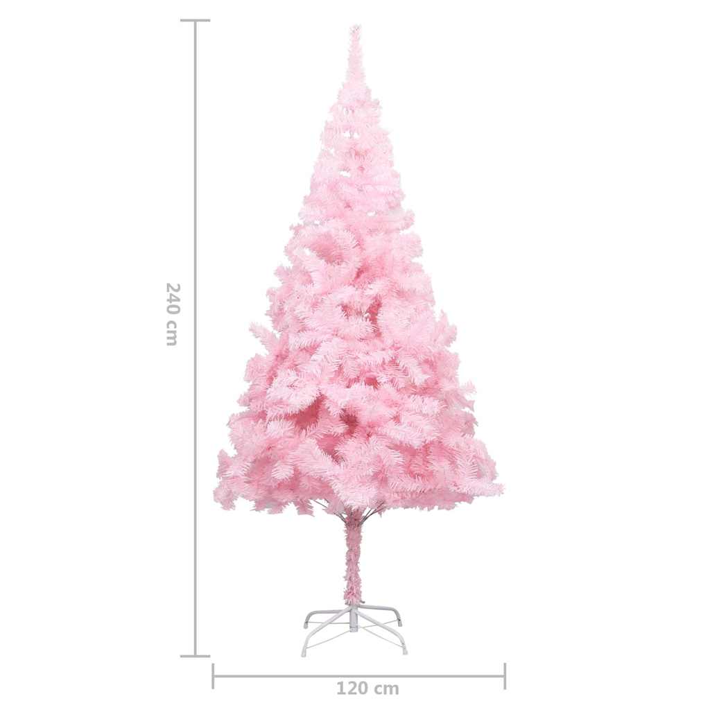 Umetna osvetljena novoletna jelka z bunkicami roza 240 cm PVC