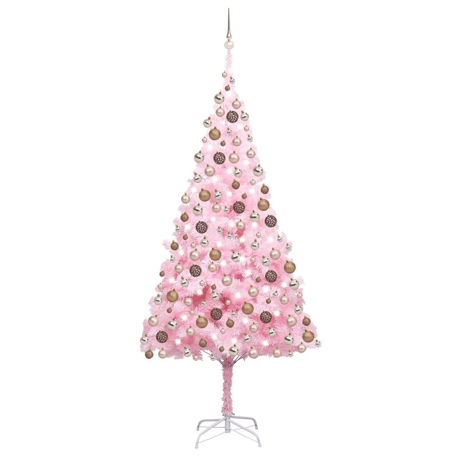Umetna osvetljena novoletna jelka z bunkicami roza 240 cm PVC