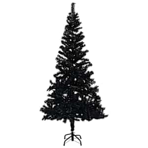 Umělý vánoční stromek s LED a sadou koulí černý 120 cm PVC - obrázek 2