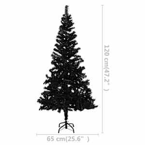 Umělý vánoční stromek s LED a sadou koulí černý 120 cm PVC - obrázek 13