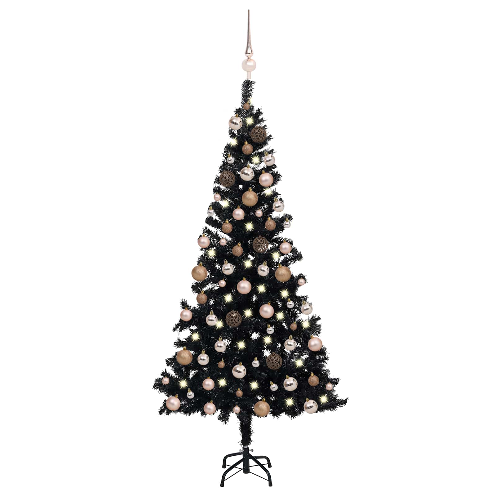 vidaXL Künstlicher Weihnachtsbaum Beleuchtung & Kugeln Schwarz 120 cm – Bild 3