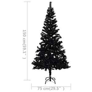 Umělý vánoční stromek s LED a sadou koulí černý 150 cm PVC - obrázek 12
