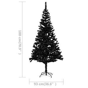 Umělý vánoční stromek s LED a sadou koulí černý 180 cm PVC - obrázek 12