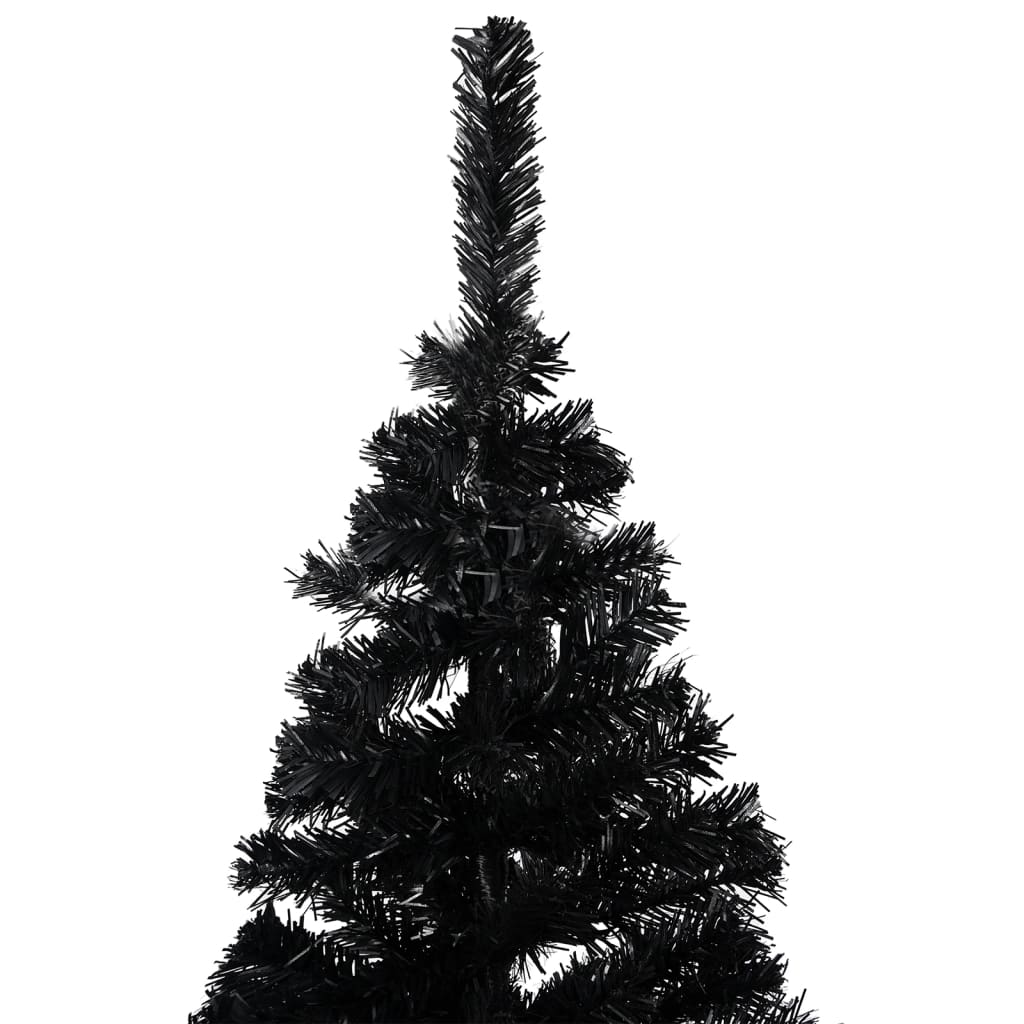 Osvetlený umelý vianočný stromček s guľami, čierny 240 cm, PVC
