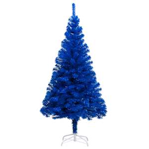 Umělý vánoční stromek s LED a sadou koulí modrý 180 cm PVC - obrázek 2