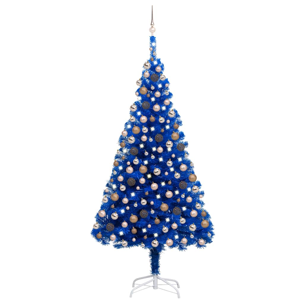 vidaXL Künstlicher Weihnachtsbaum Beleuchtung & Kugeln Blau 240 cm