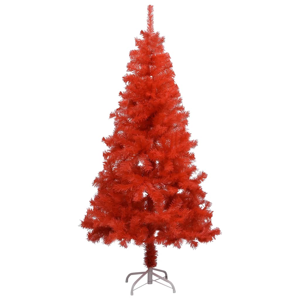 vidaXL Artificial Pre-lit Christmas Tree with Ball Set Red 47.2" PVC