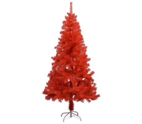 vidaXL Forhåndsbelyst kunstig juletre med kulesett rød 120 cm PVC