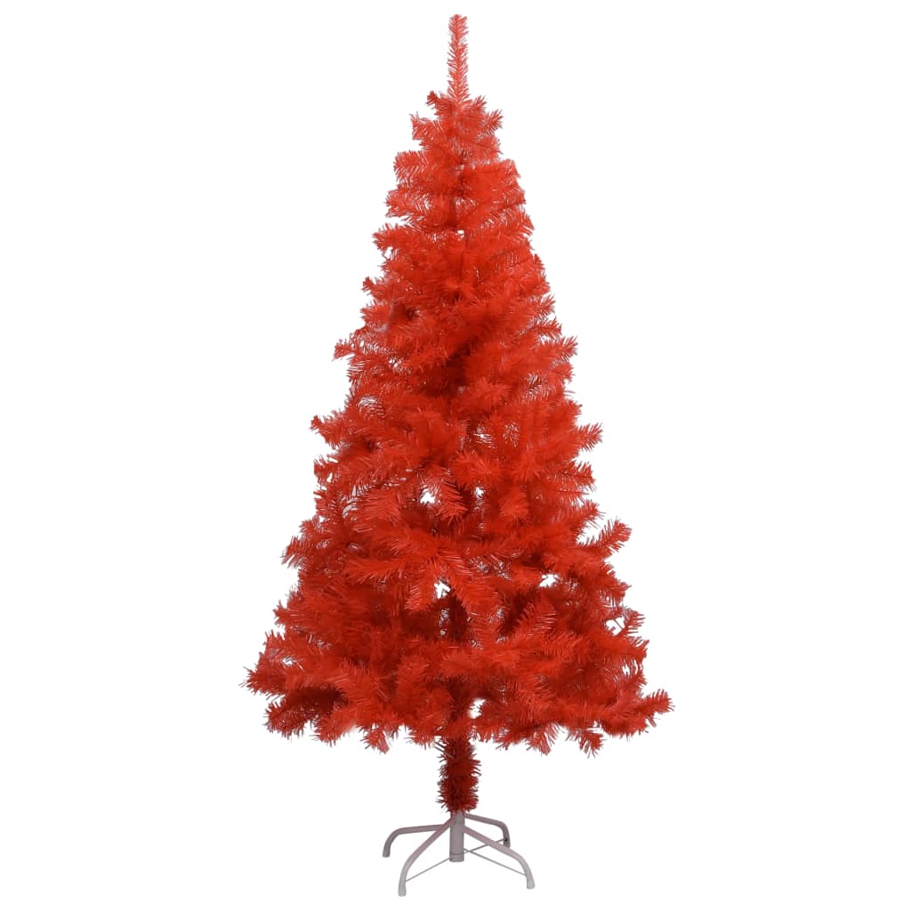 vidaXL Kunstkerstboom met verlichting en kerstballen 150 cm PVC rood