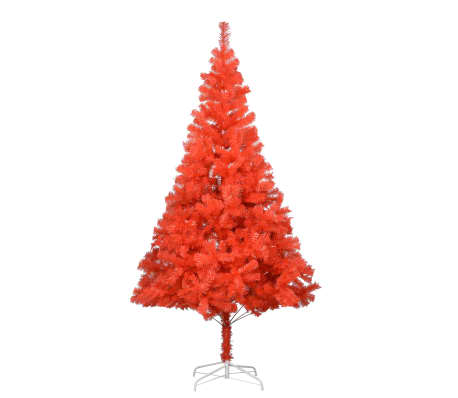 vidaXL Árvore Natal artificial pré-iluminada c/ bolas PVC vermelho