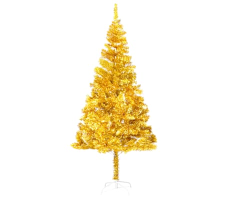 vidaXL Artificial Pre-lit Christmas Tree with Ball Set Gold 210 cm PET