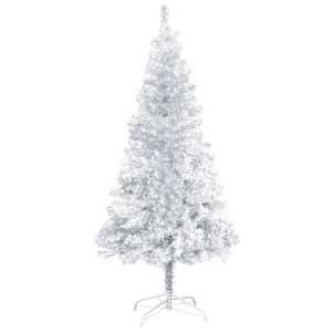 Umělý vánoční stromek s LED a sadou koulí stříbrný 120 cm PET - obrázek 2