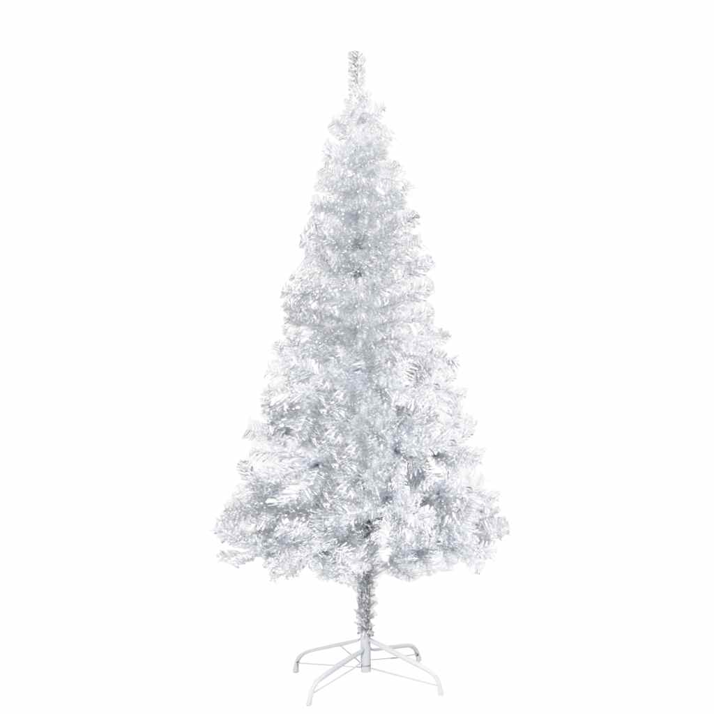 vidaXL - Kunstkerstboom - met - verlichting - en - kerstballen - 150 - cm - PET - zilver