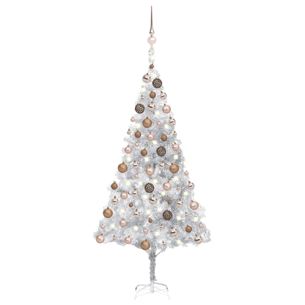 vidaXL Arbre de Noël artificiel avec LED et boules Argenté 180 cm PET 