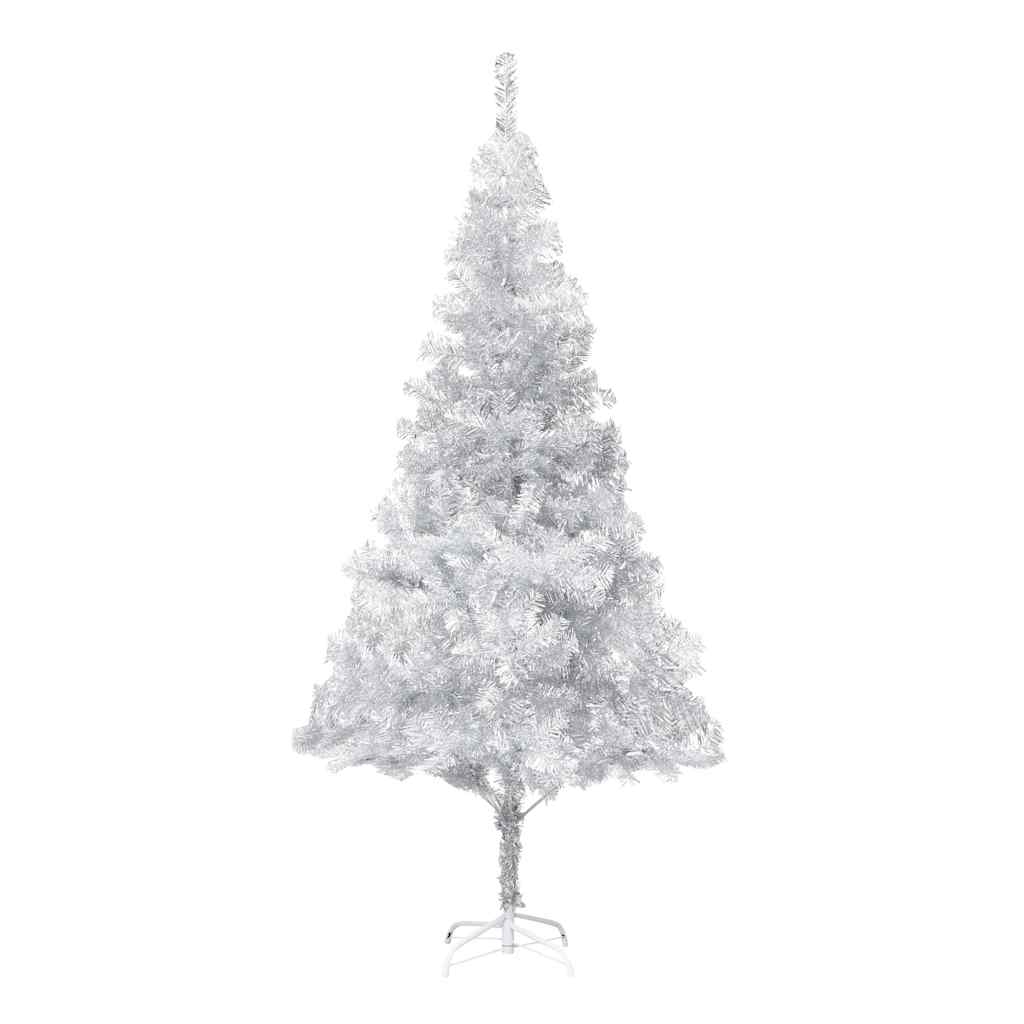 vidaXL Albero di Natale Preilluminato con Palline Argento 180 cm PET