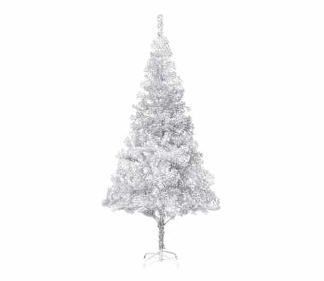 vidaXL Albero di Natale Preilluminato con Palline Argento 180 cm PET