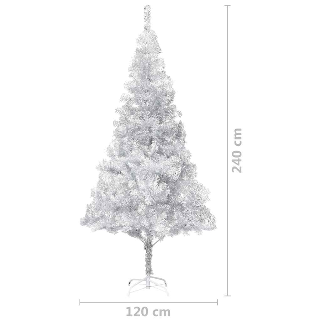 Umetna osvetljena novoletna jelka z bunkicami srebrna 240cm PET
