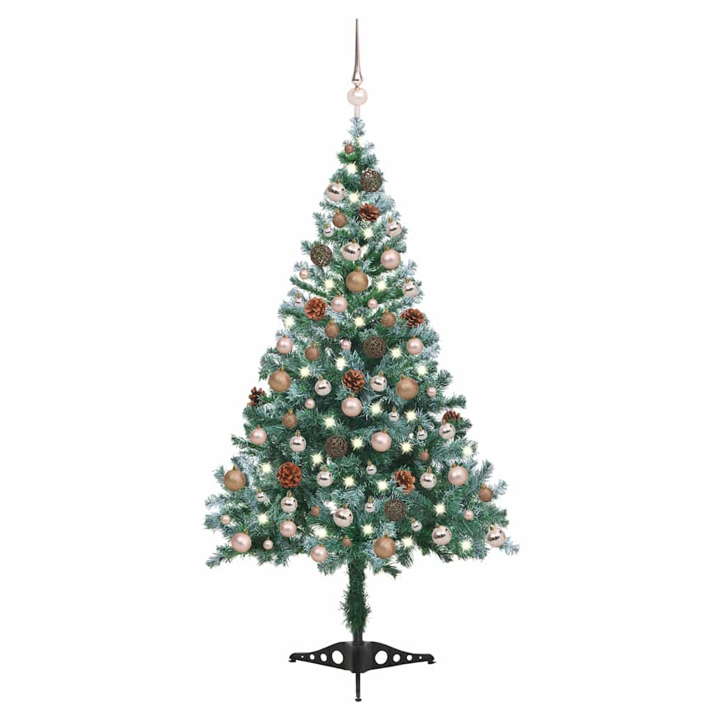 Arbre de Noël artificiel givré LED boules pommes de pin 150 cm