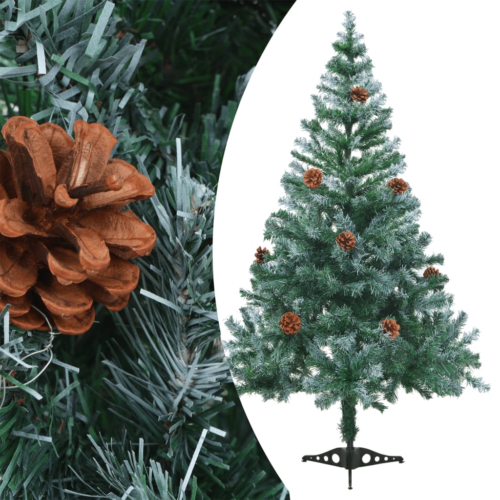 Námrazou pokrytý vánoční stromek LED a sada koulí šišky 150 cm