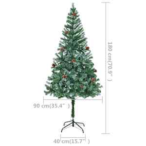 Umělý vánoční stromek LED osvětlení sada koulí a šišky 180 cm - obrázek 12