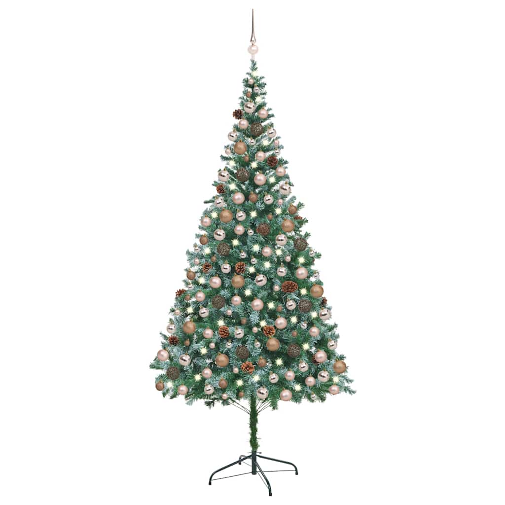 Arbre de Noël artificiel LED et boules et pommes de pin 210 cm