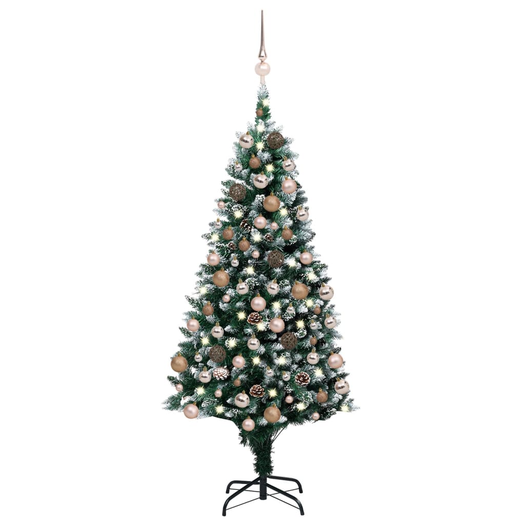 vidaXL Brad de Crăciun artificial cu LED-uri&globuri&conuri pin 150 cm 
