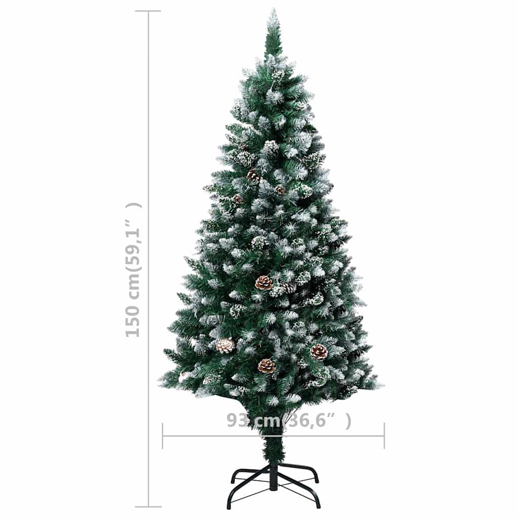 vidaXL Künstlicher Weihnachtsbaum mit LEDs Kugeln Zapfen 150 cm – Bild 13