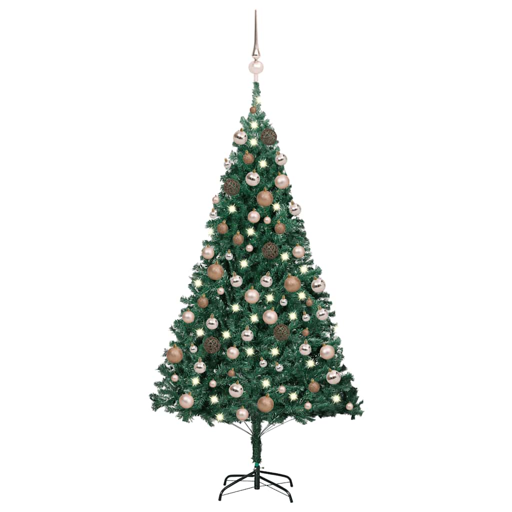 Arbre de Noël artificiel avec LED et boules Vert 120 cm PVC