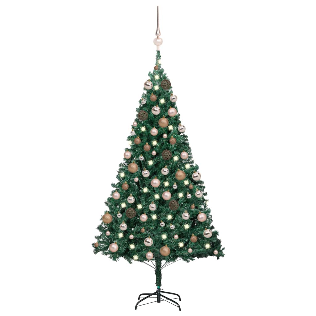 vidaXL Arbre de Noël artificiel avec LED et boules Vert 150 cm PVC 