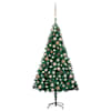 vidaXL valgustusega kunstkuusk kuulidega, roheline, 150 cm, PVC