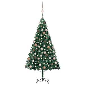 vidaXL valgustusega kunstkuusk kuulidega, roheline, 150 cm, PVC