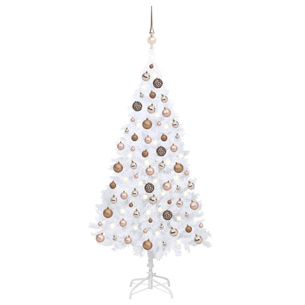 

vidaXL Artificial Christmas Tree with LEDs&Ball Set White 59.1" PVC