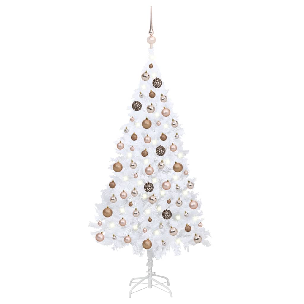 vidaXL kunstigt juletræ med lys og kuglesæt 150 cm PVC hvid