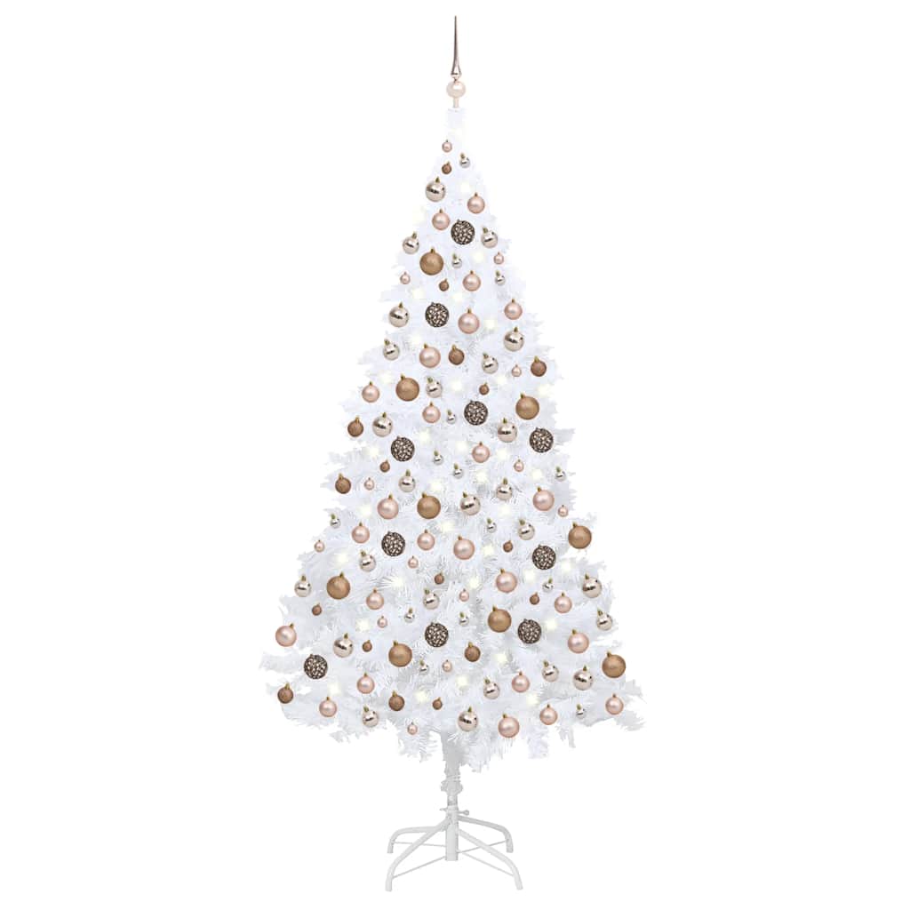 

vidaXL Artificial Christmas Tree with LEDs&Ball Set White 94.5"