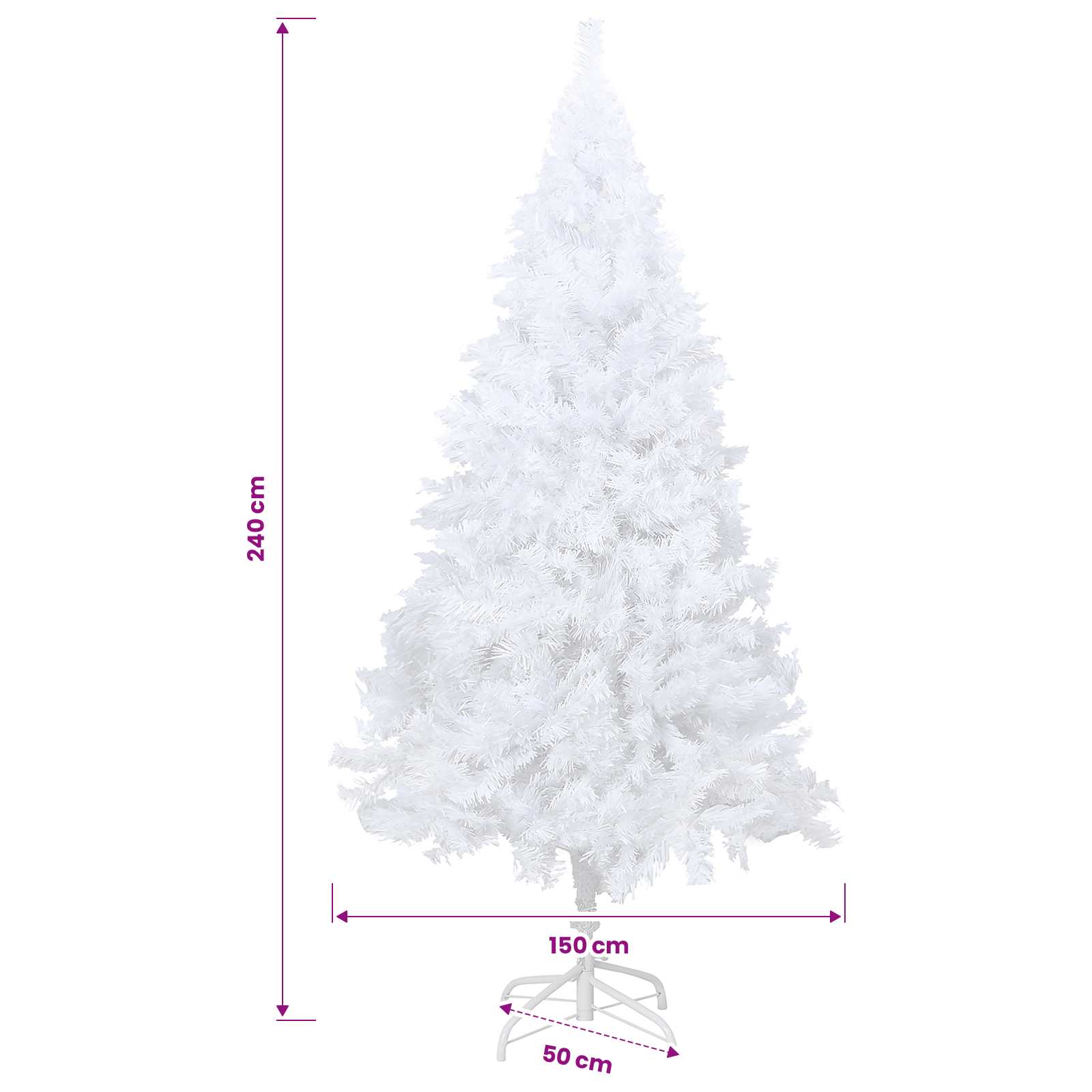 vidaXL Künstlicher Weihnachtsbaum mit Beleuchtung & Kugeln Weiß 240 cm – Bild 12