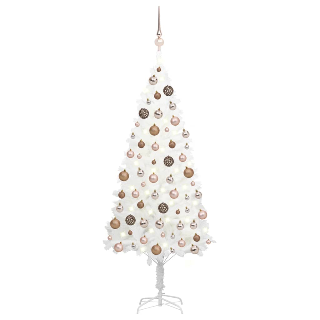 vidaXL Arbre de Noël artificiel avec LED et boules Blanc 150 cm 