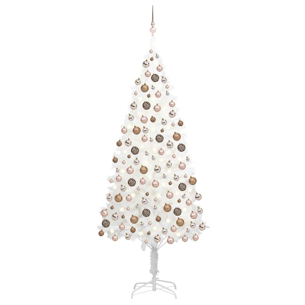 

vidaXL Artificial Christmas Tree with LEDs&Ball Set White 82.7"