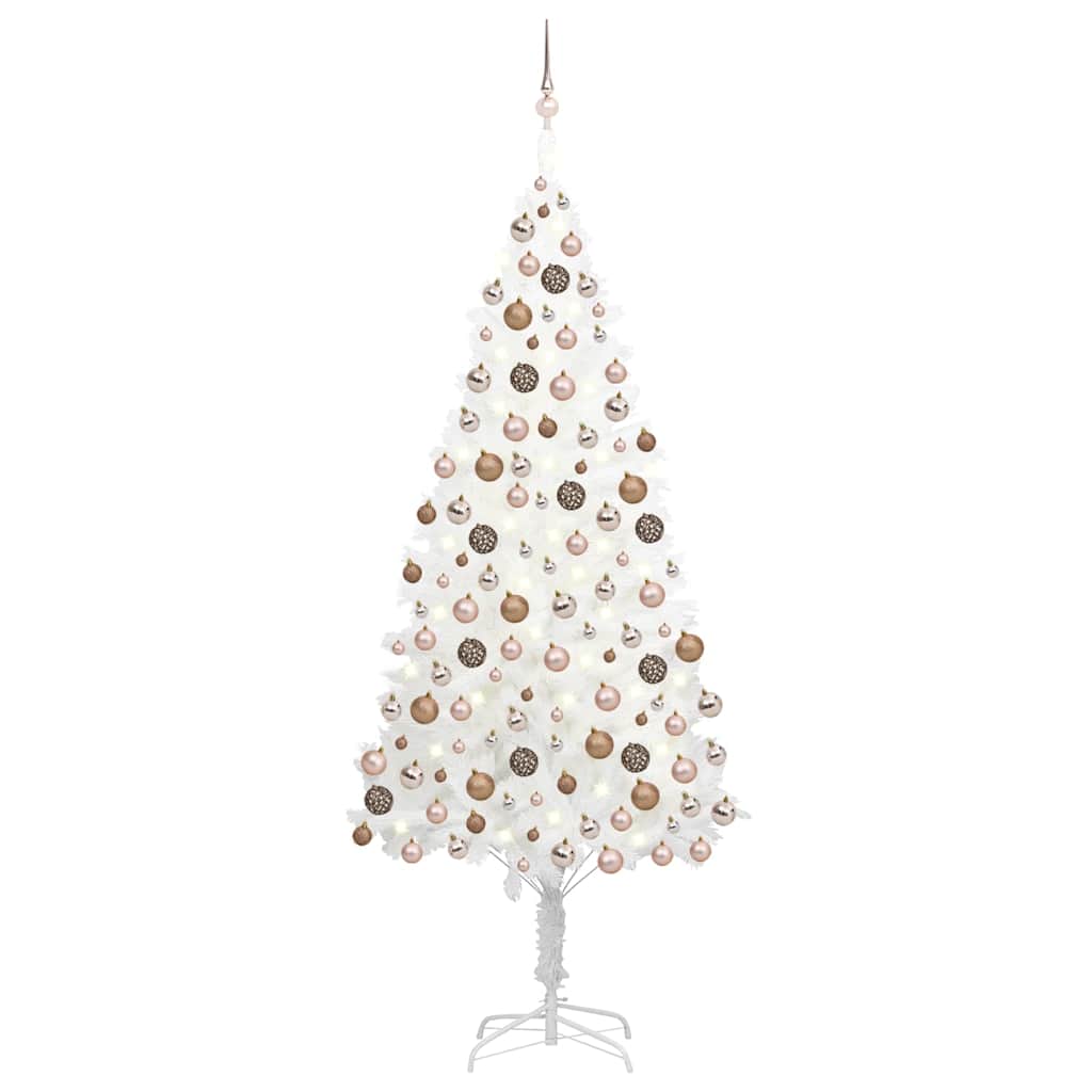 Arbre de Noël artificiel avec LED et boules Blanc 240 cm