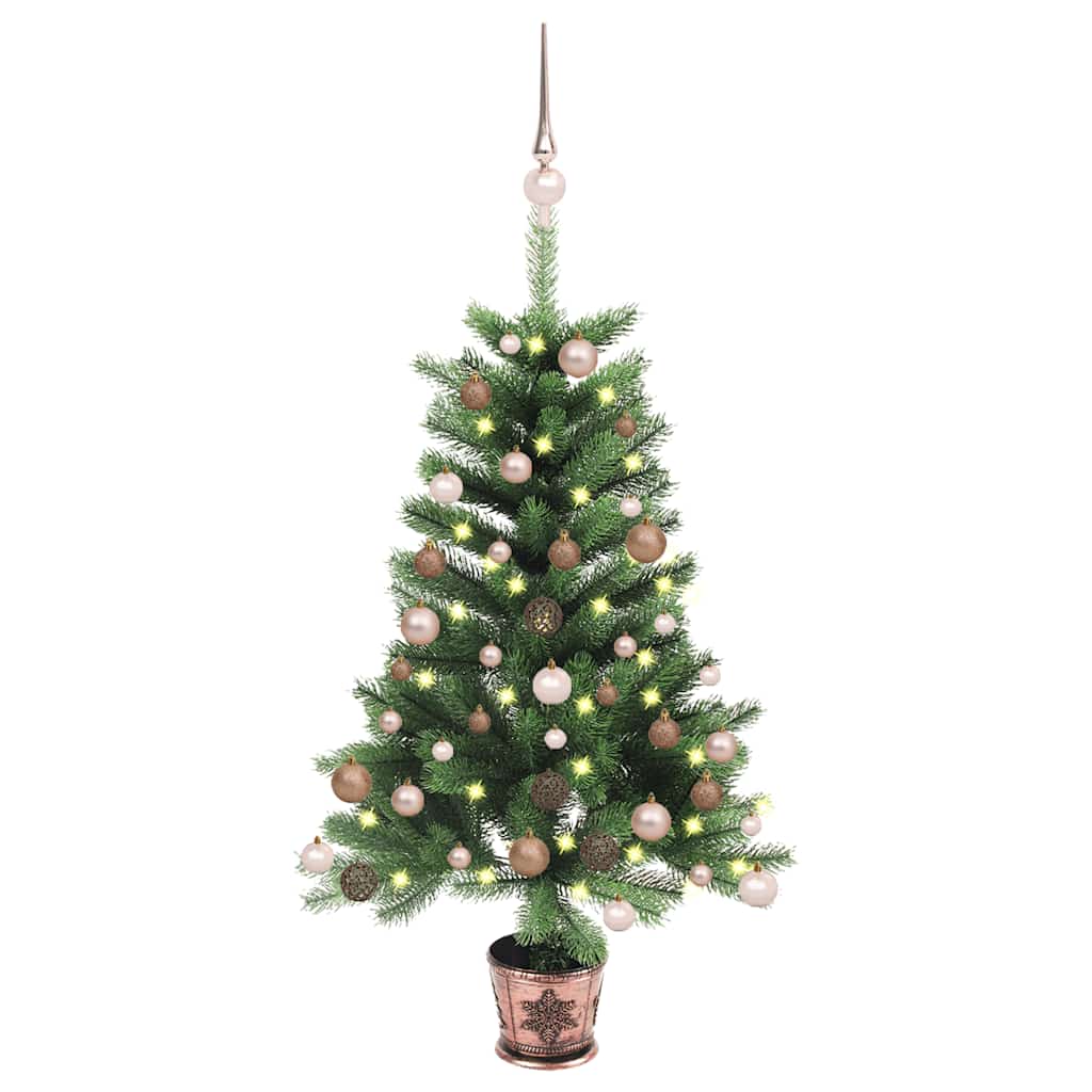 Árvore de Natal artificial com luzes LED e bolas 65 cm verde