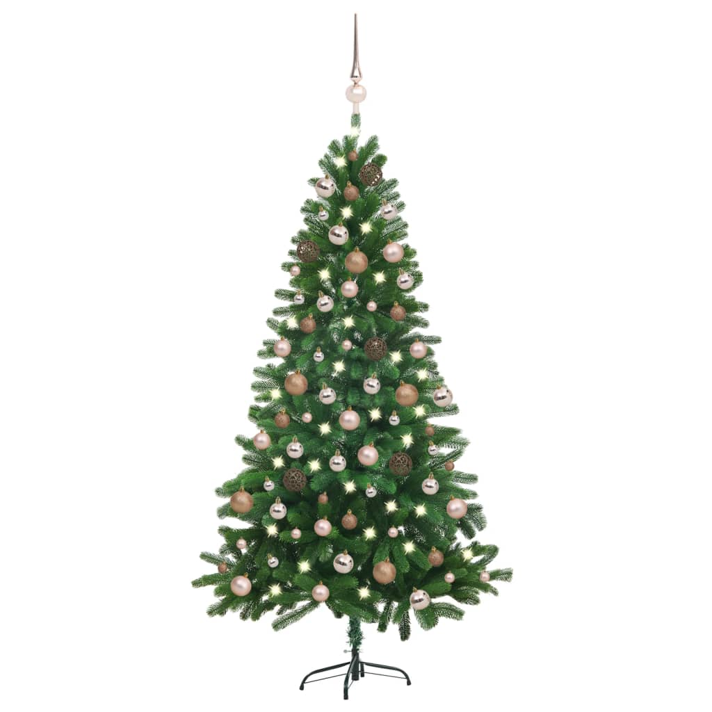 Dirbtinė Kalėdų eglutė su LED ir žaisliukais, žalia, 180cm | Stepinfit