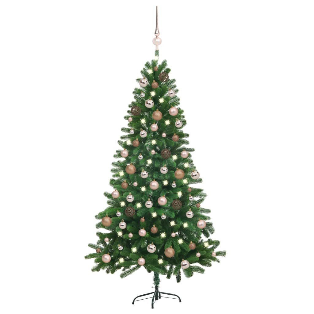 Image of vidaXL Artificial Pre-lit Christmas Tree with Ball Set 180 cm Green