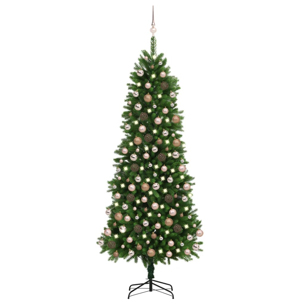Dirbtinė Kalėdų eglutė su LED ir žaisliukais, žalia, 240cm | Stepinfit