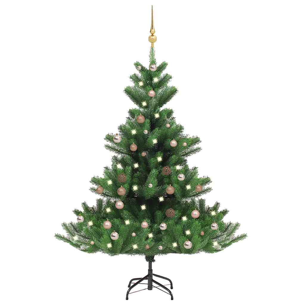 Sapin de Noël artificiel Nordmann avec LED et boules Vert 180cm