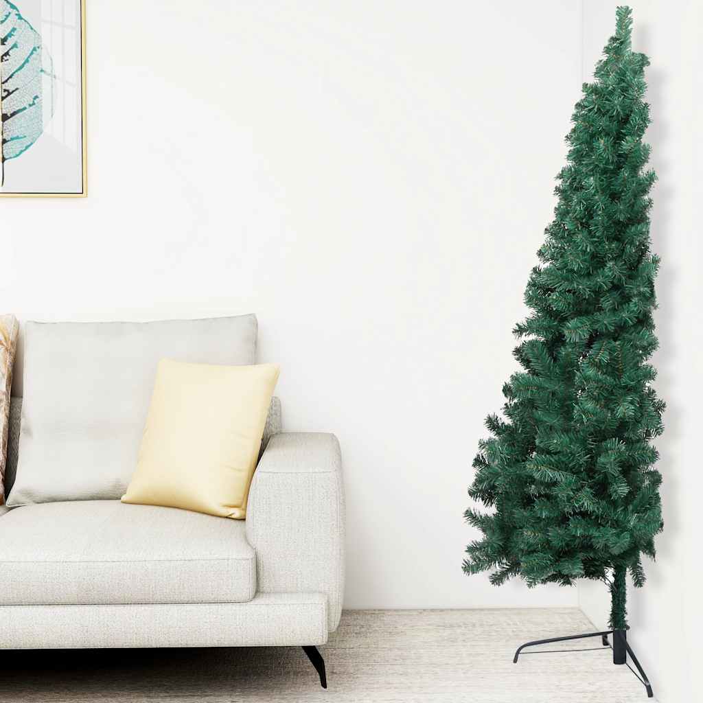 vidaXL Kunstkerstboom met verlichting en kerstballen half 120 cm groen afbeelding