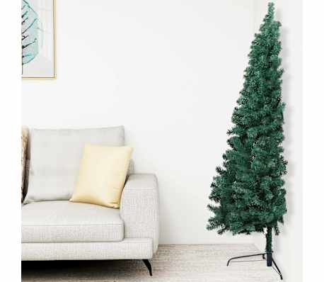 vidaXL Forh&aring;ndsbelyst kunstig halvt juletre med kulesett gr&oslash;nn 120 cm