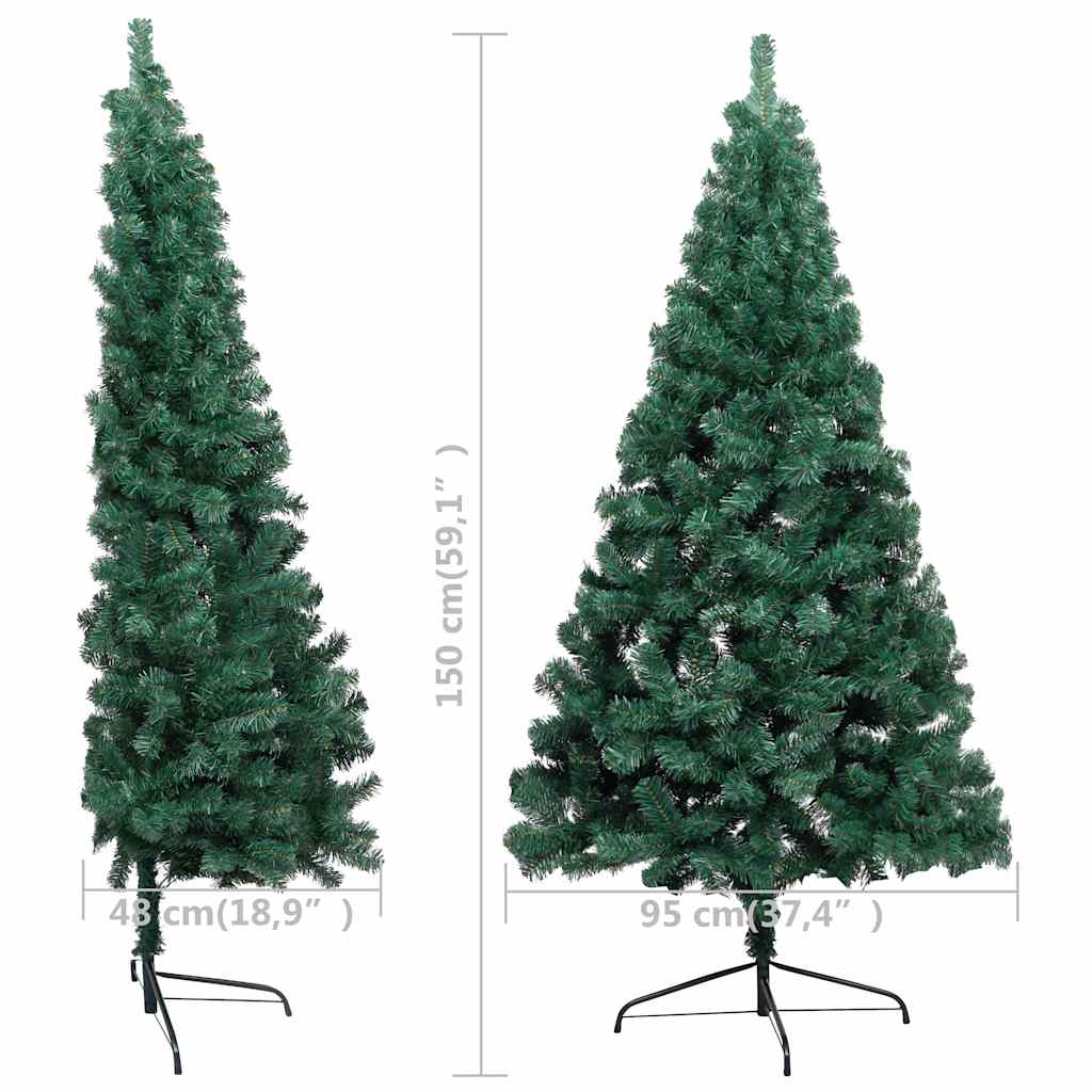 Umělý vánoční půl stromek s LED a sadou koulí zelený 150 cm - obrázek 15