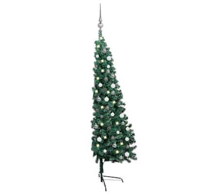 vidaXL Artificial Half Pre-lit Christmas Tree with Ball Set Green 150 cm