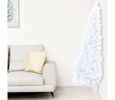 vidaXL Demi-arbre de No&euml;l artificiel pr&eacute;-&eacute;clair&eacute; et boules blanc 150cm