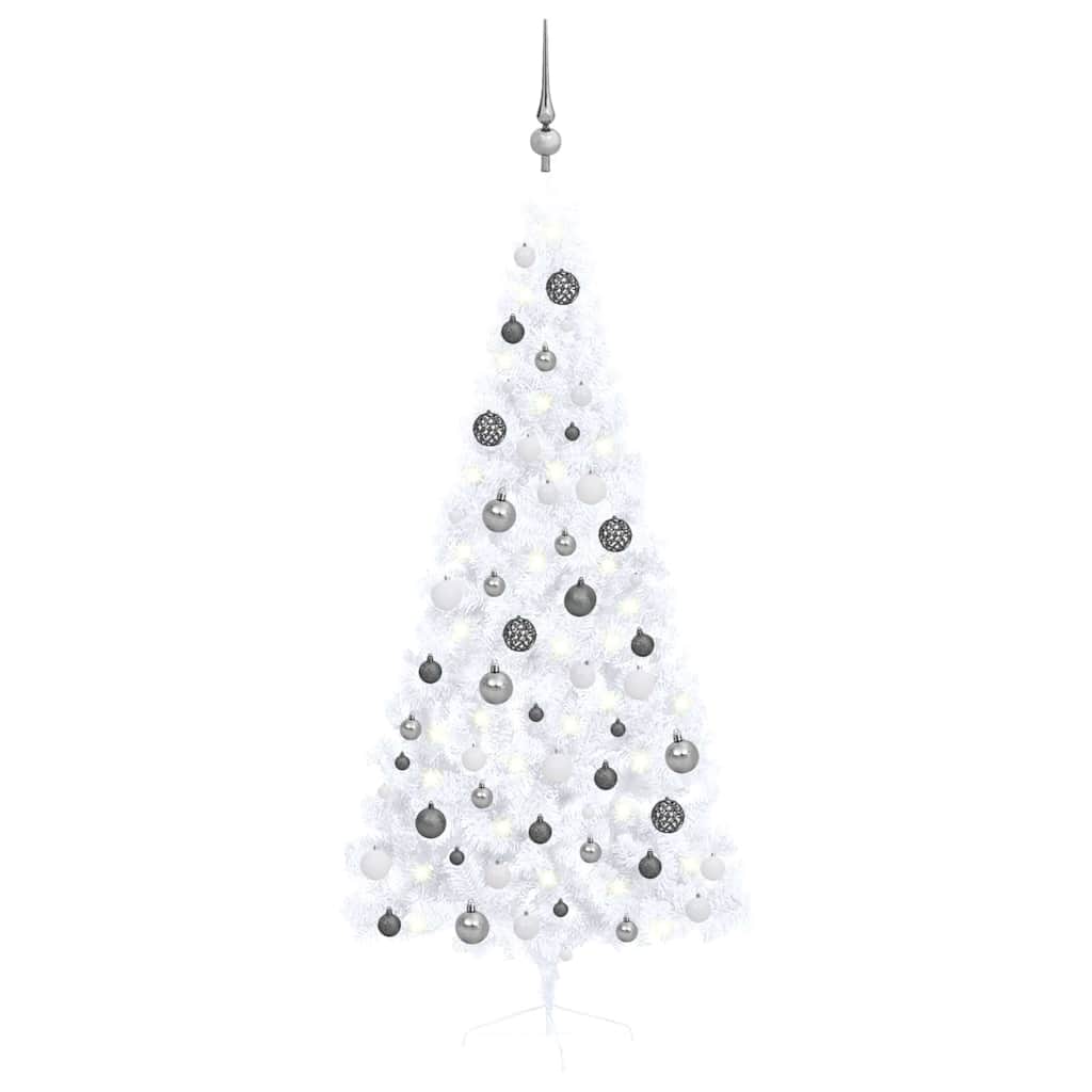 

vidaXL Artificial Half Christmas Tree with LEDs&Ball Set White 70.9"
