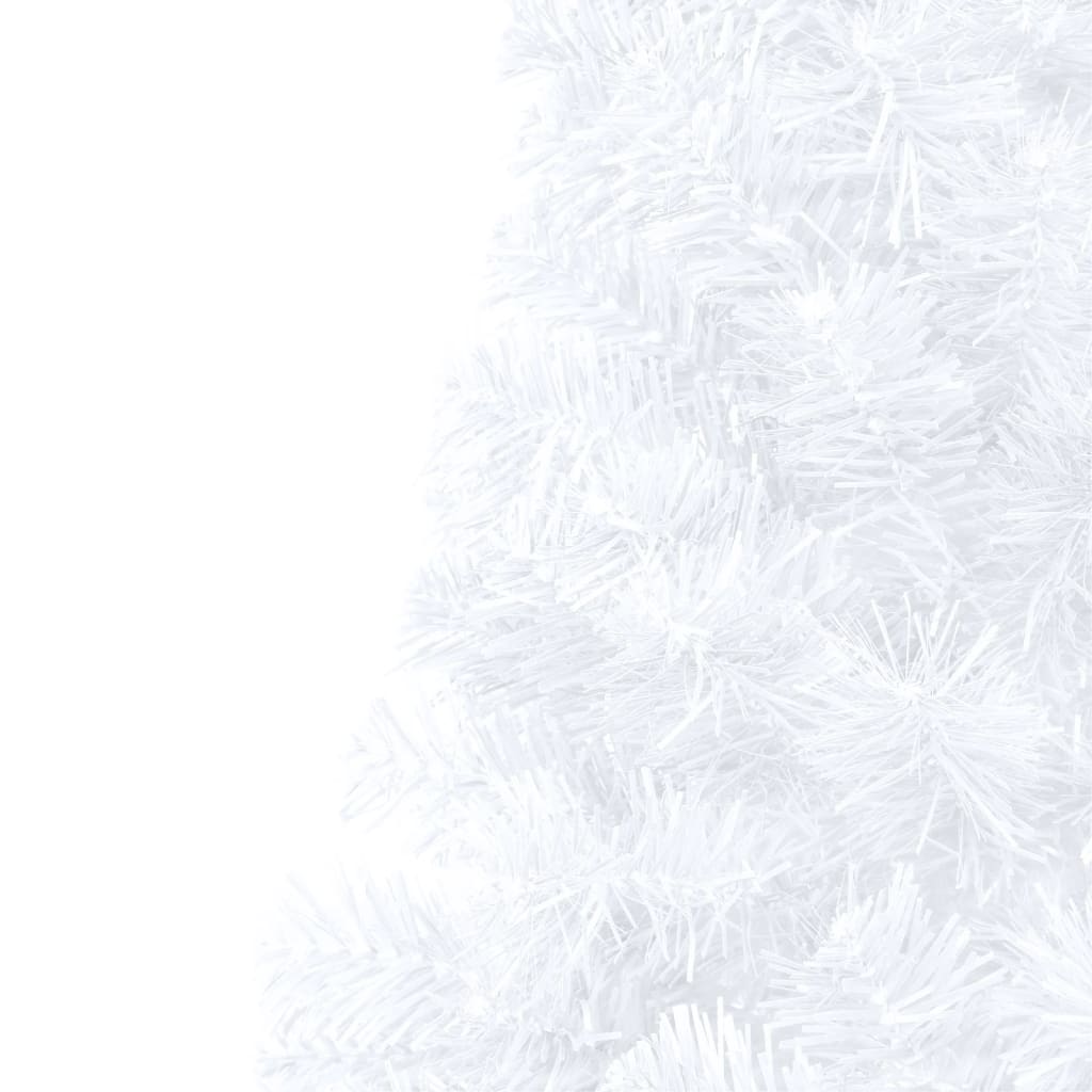 Umelý vianočný pol stromček s LED a súpravou gulí biely 180 cm